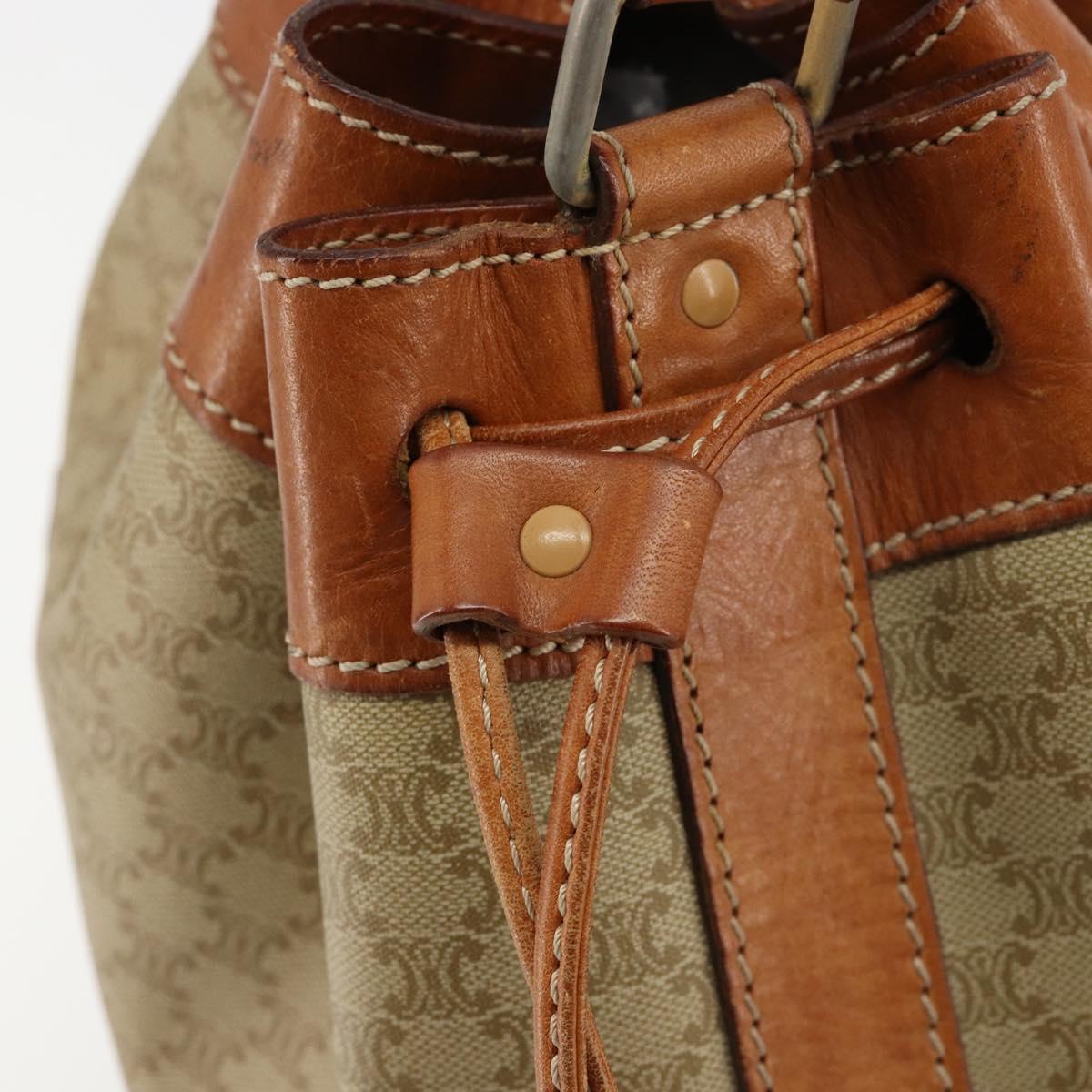 CELINE Macadam Canvas Shoulder Bag PVC Beige Gold Auth 165262
