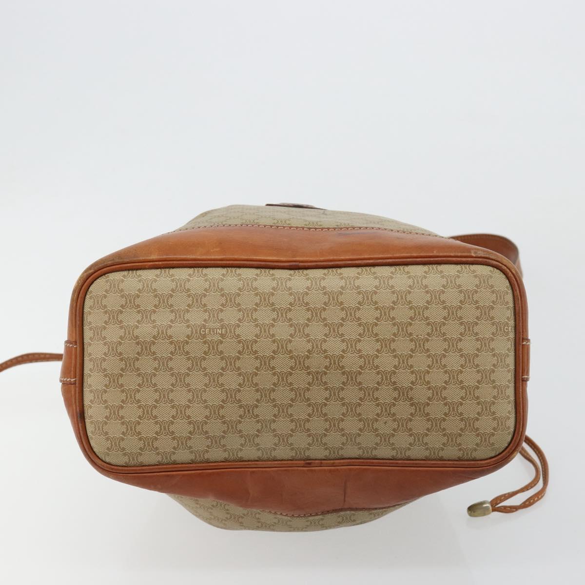 CELINE Macadam Canvas Shoulder Bag PVC Beige Gold Auth 165262