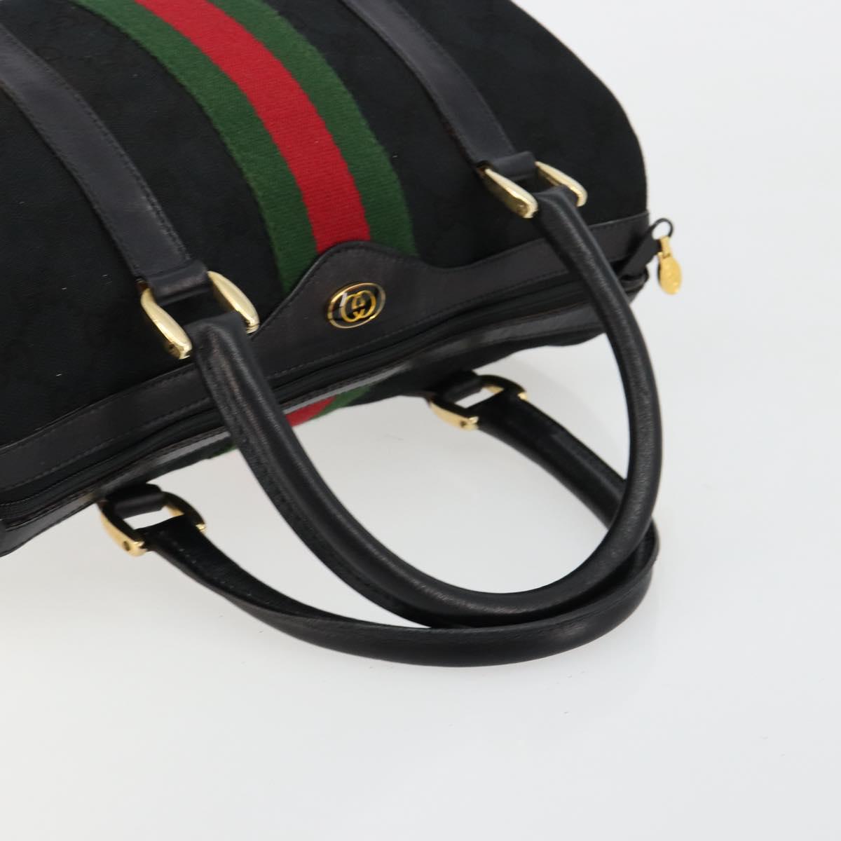 GUCCI GG Canvas Web Sherry Line Hand Bag Black Gold 012 3841 28 39 Auth 165263A