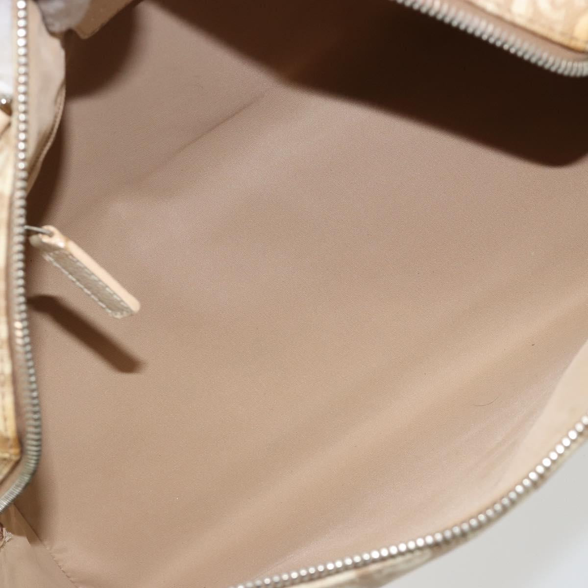 Christian Dior Trotter Canvas Romantic Hand Bag PVC Beige Silver Auth 165275V