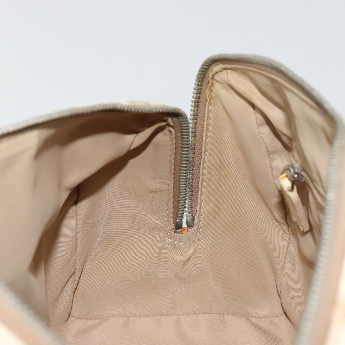 Christian Dior Trotter Canvas Romantic Hand Bag PVC Beige Silver Auth 165275V
