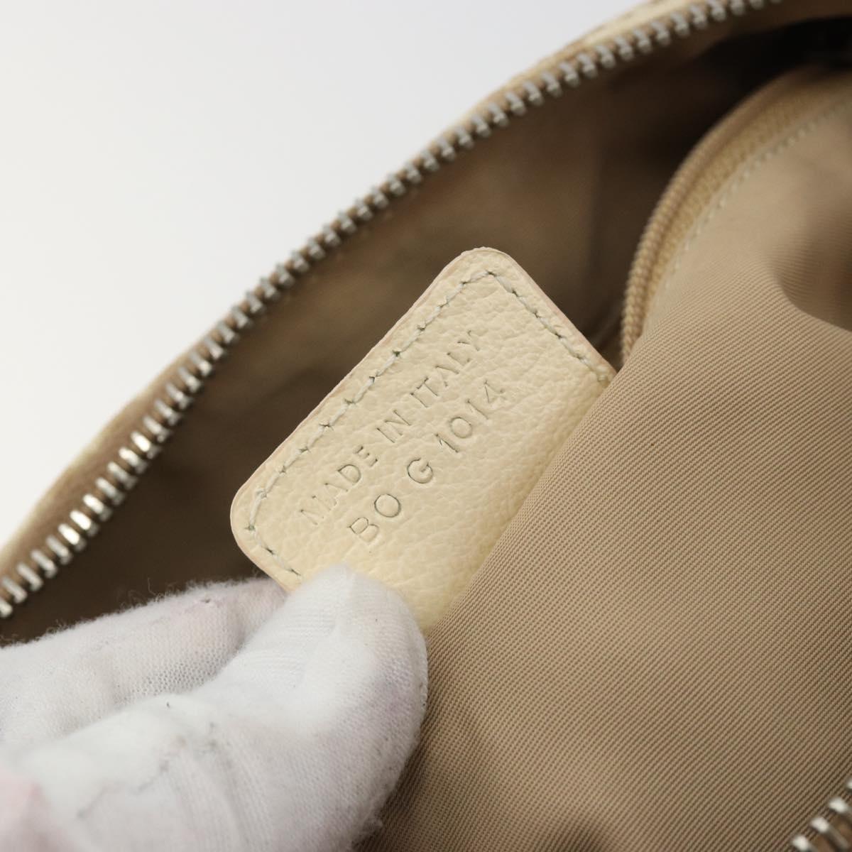 Christian Dior Trotter Canvas Romantic Hand Bag PVC Beige Silver Auth 165275V