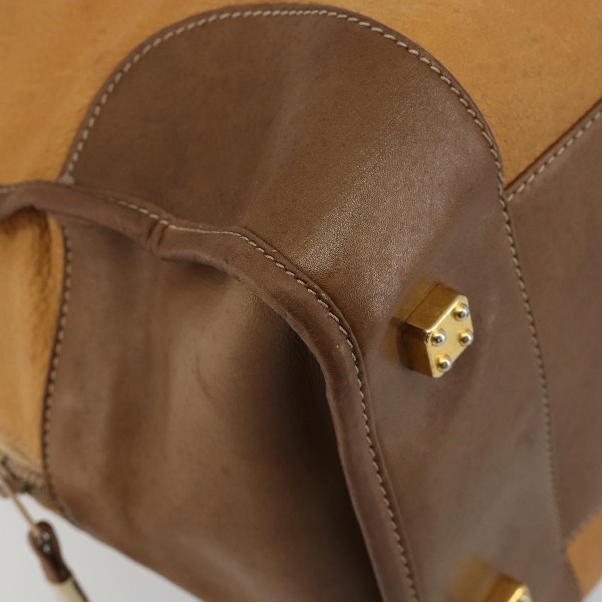 LOEWE Amazona 40 Hand Bag Leather Beige Gold Auth 165278