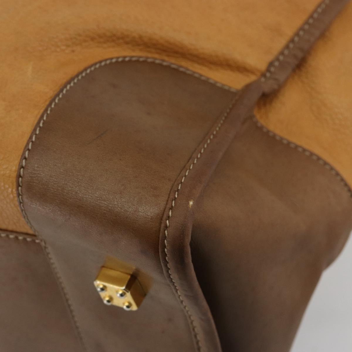 LOEWE Amazona 40 Hand Bag Leather Beige Gold Auth 165278