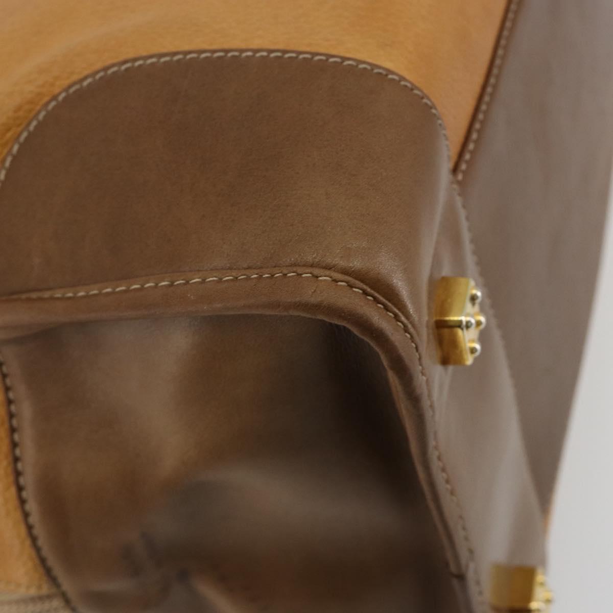LOEWE Amazona 40 Hand Bag Leather Beige Gold Auth 165278