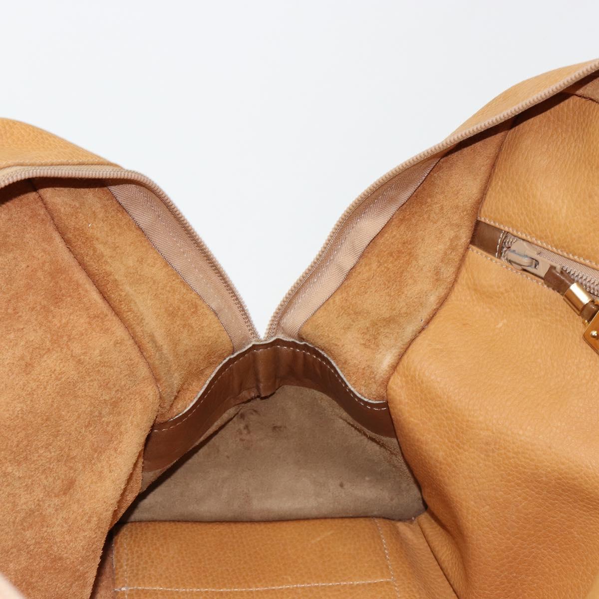 LOEWE Amazona 40 Hand Bag Leather Beige Gold Auth 165278