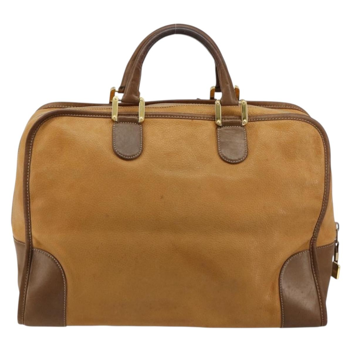 LOEWE Amazona 40 Hand Bag Leather Beige Gold Auth 165278