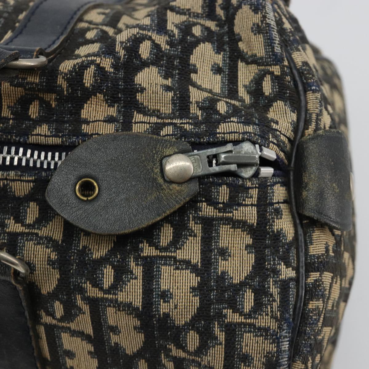 Christian Dior Trotter Canvas Hand Bag Navy Silver Auth 165279