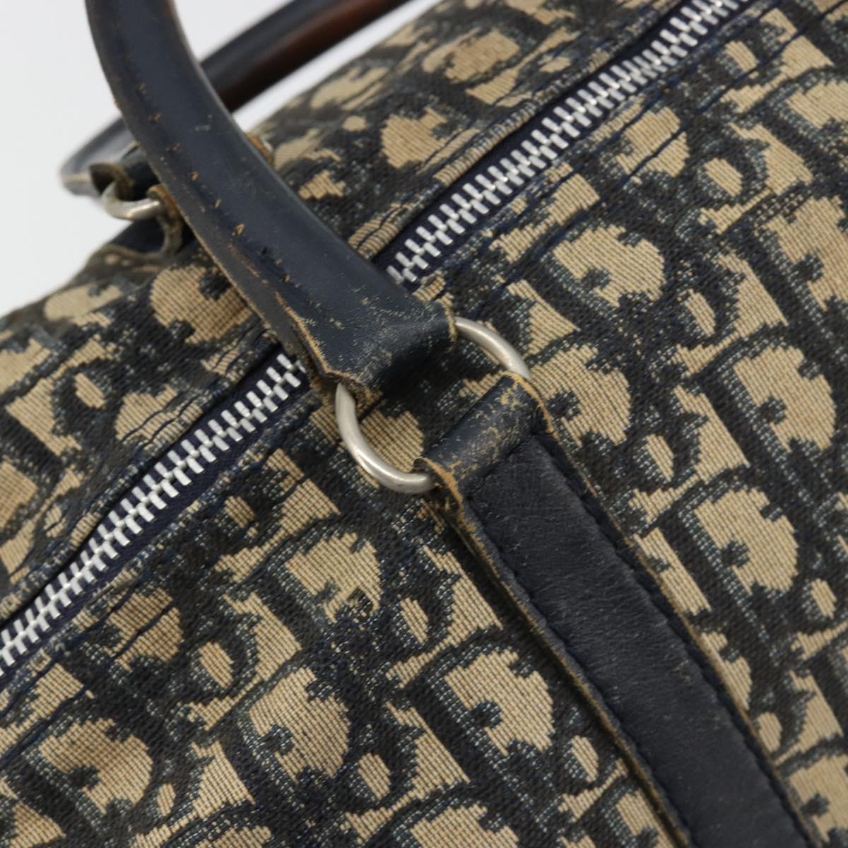 Christian Dior Trotter Canvas Hand Bag Navy Silver Auth 165279