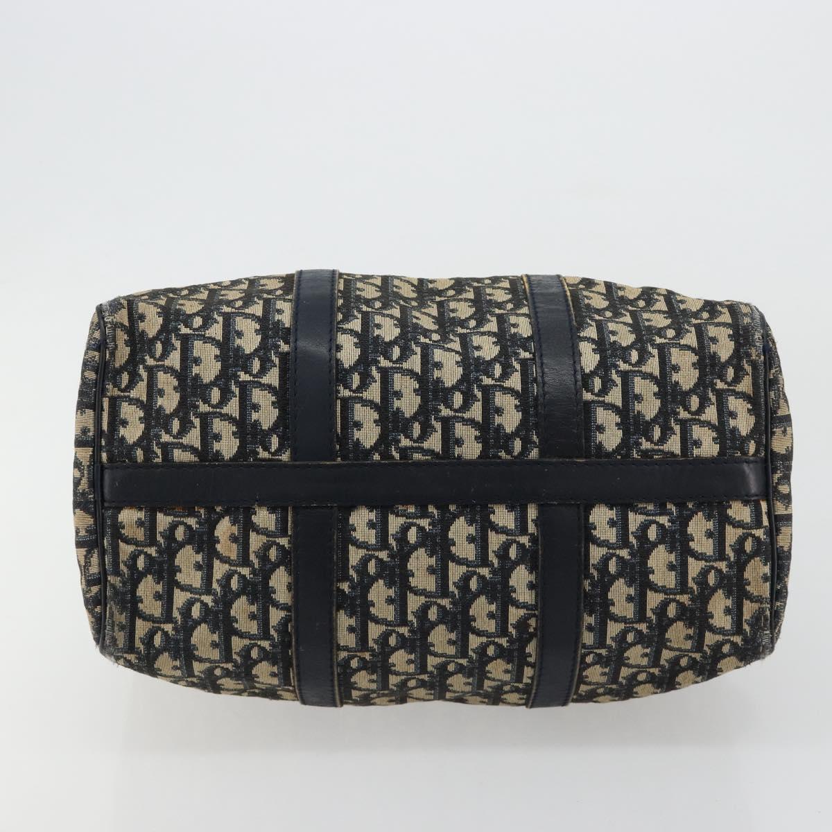Christian Dior Trotter Canvas Hand Bag Navy Silver Auth 165279
