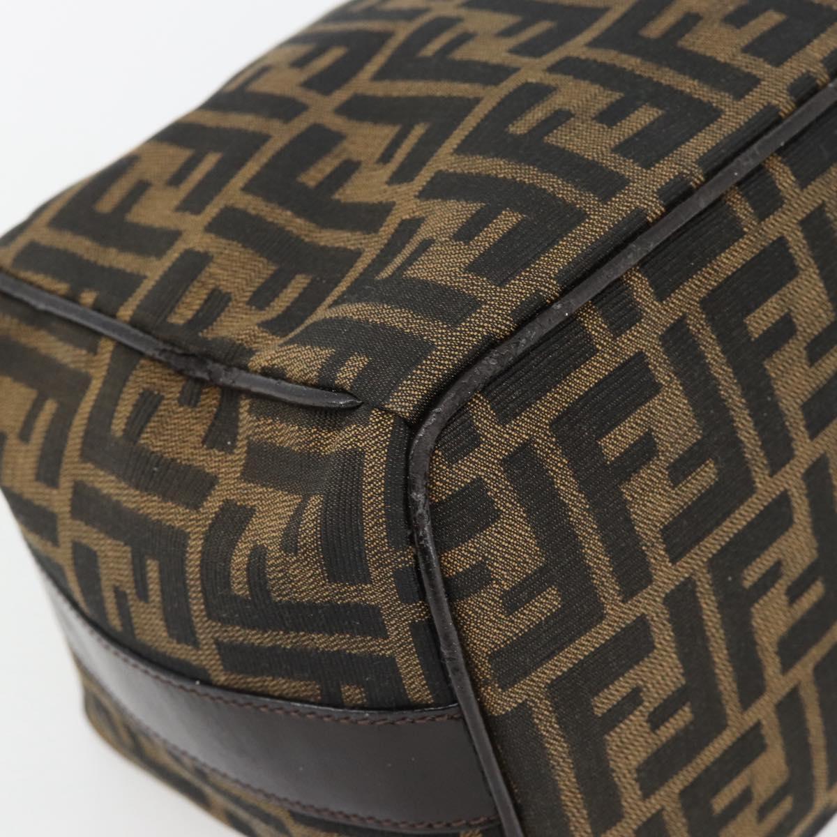 FENDI Zucca Canvas Vanity Hand Bag Black Brown Auth 165292