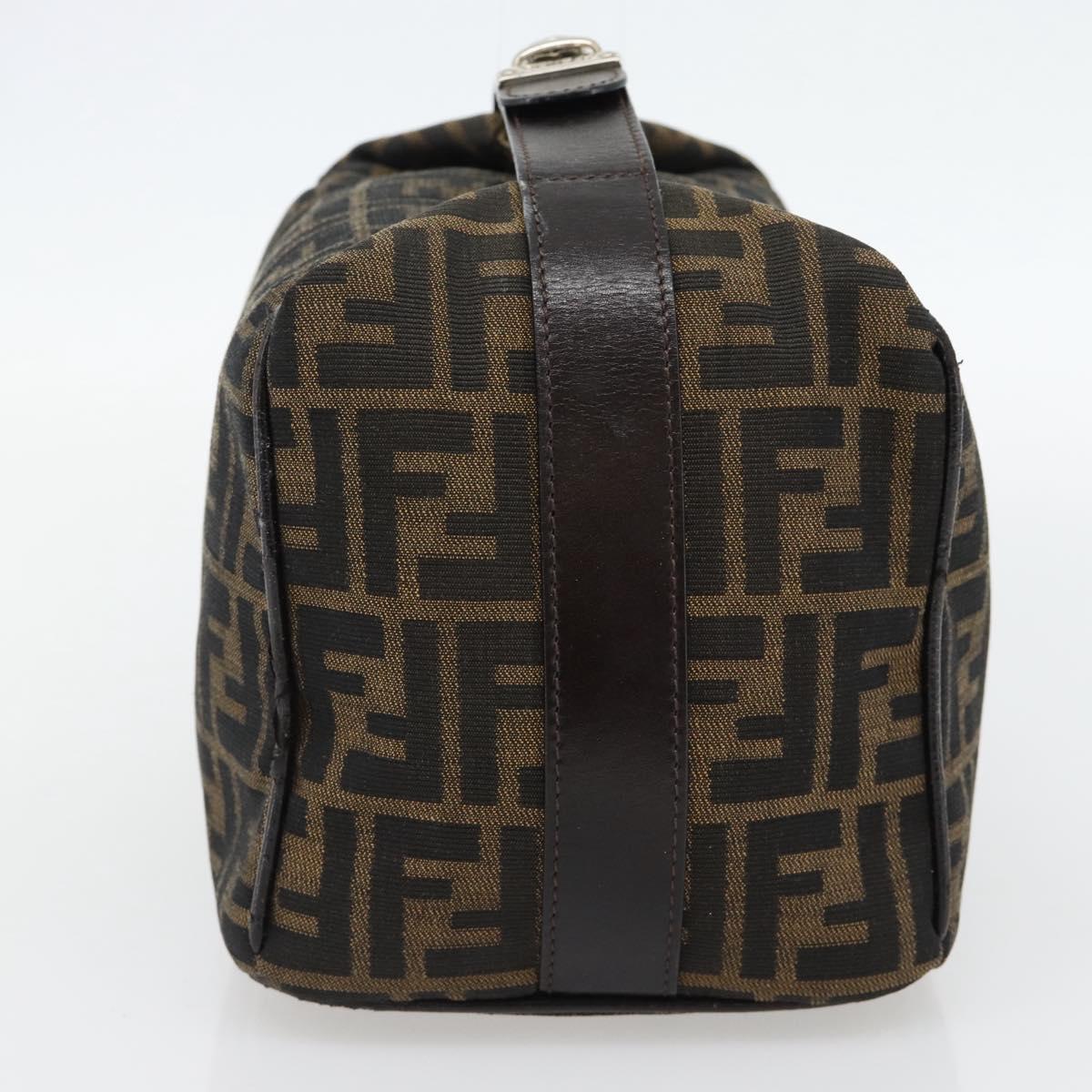 FENDI Zucca Canvas Vanity Hand Bag Black Brown Auth 165292