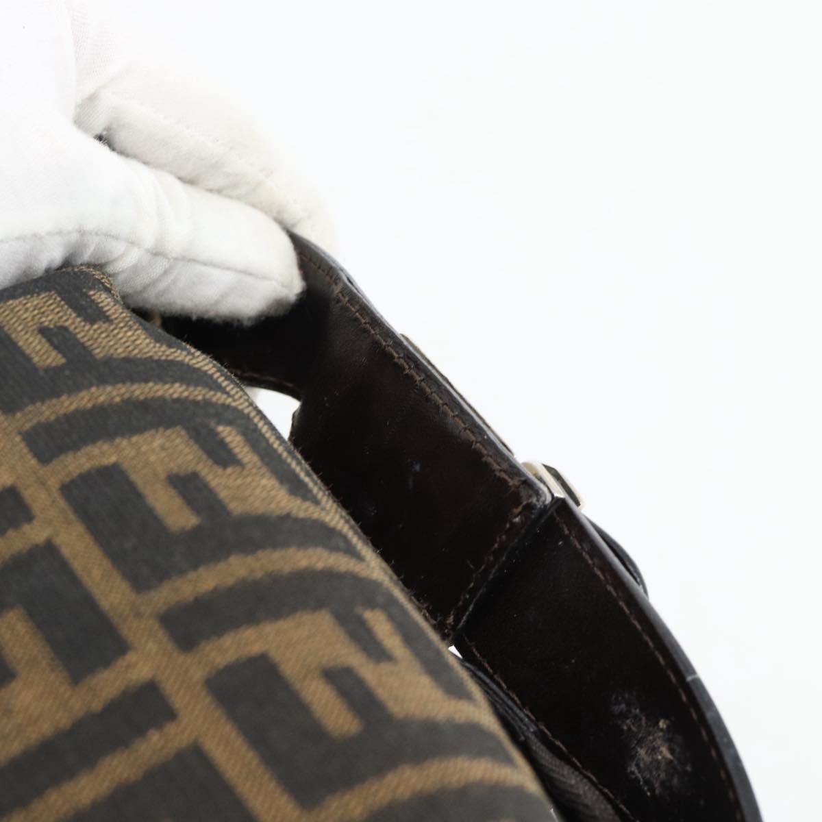 FENDI Zucca Canvas Vanity Hand Bag Black Brown Auth 165292