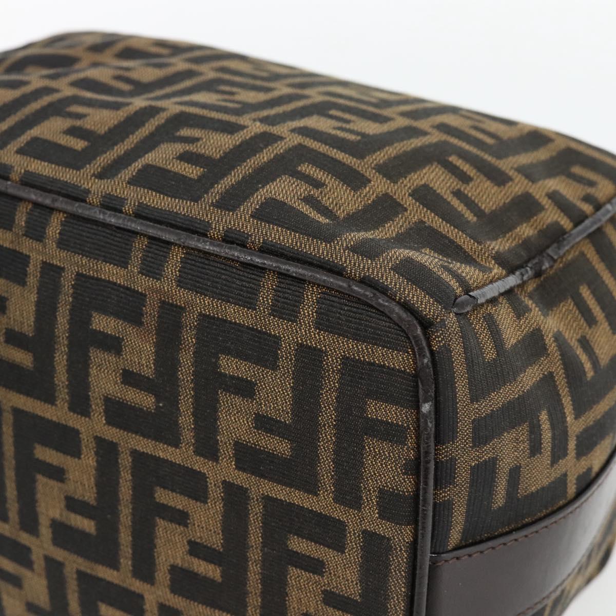 FENDI Zucca Canvas Vanity Hand Bag Black Brown Auth 165292