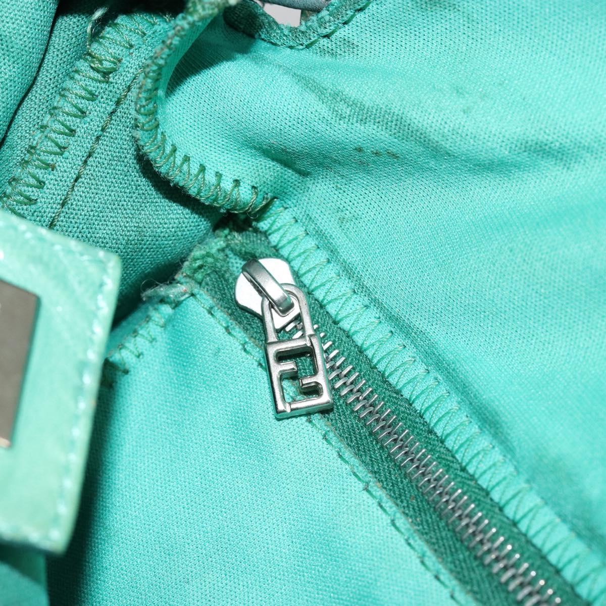 FENDI Mamma Baguette Shoulder Bag Nylon Turquoise Blue Silver Auth 165293