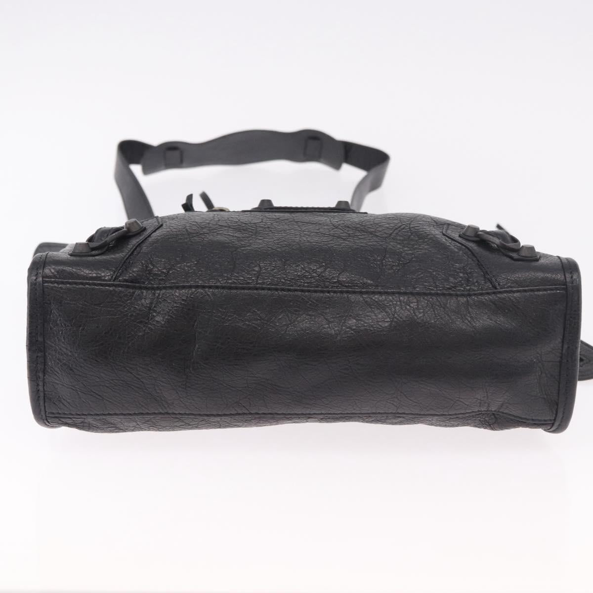 BALENCIAGA Classic Mini City Hand Bag Leather 2way Black 115748 Auth 165295SAM