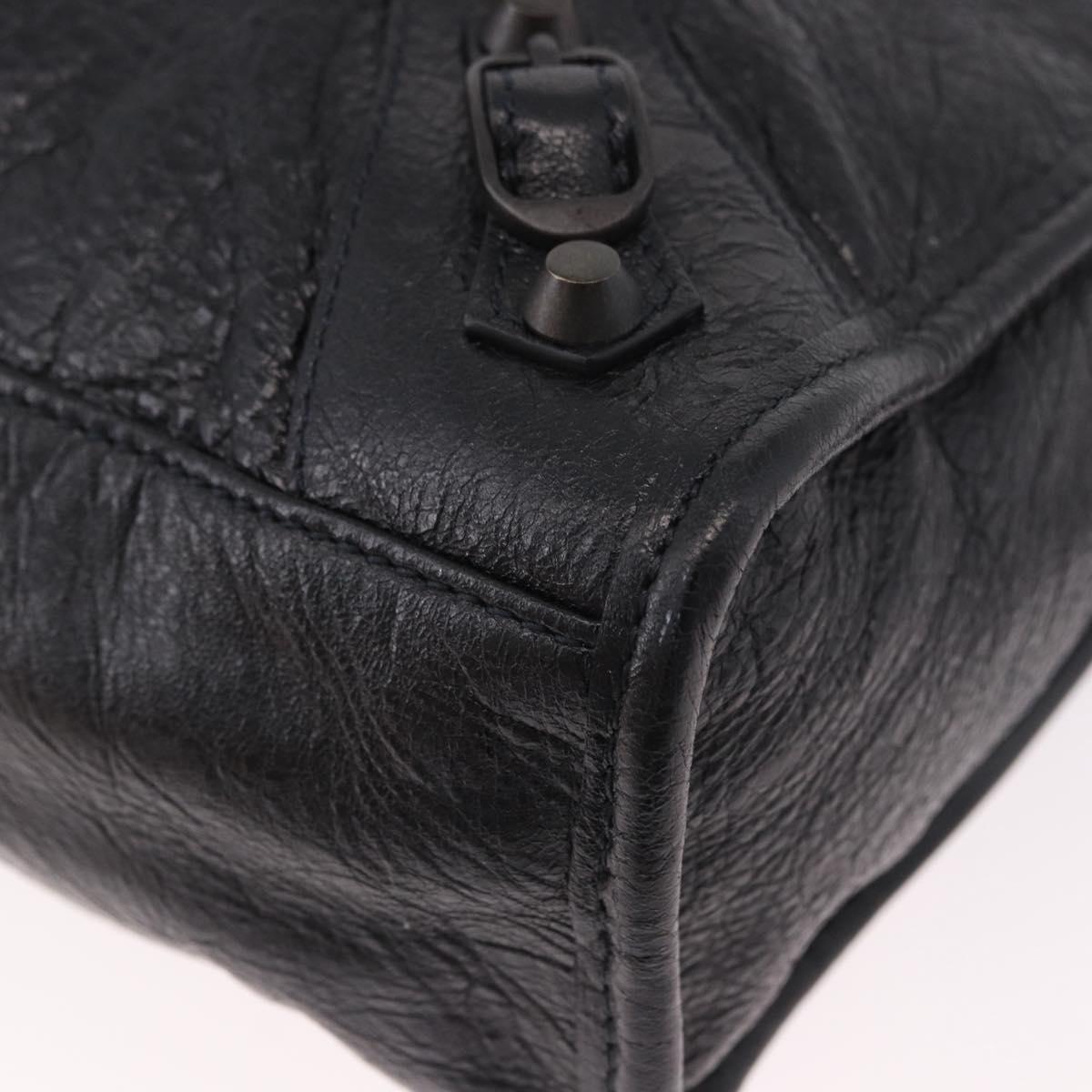 BALENCIAGA Classic Mini City Hand Bag Leather 2way Black 115748 Auth 165295SAM