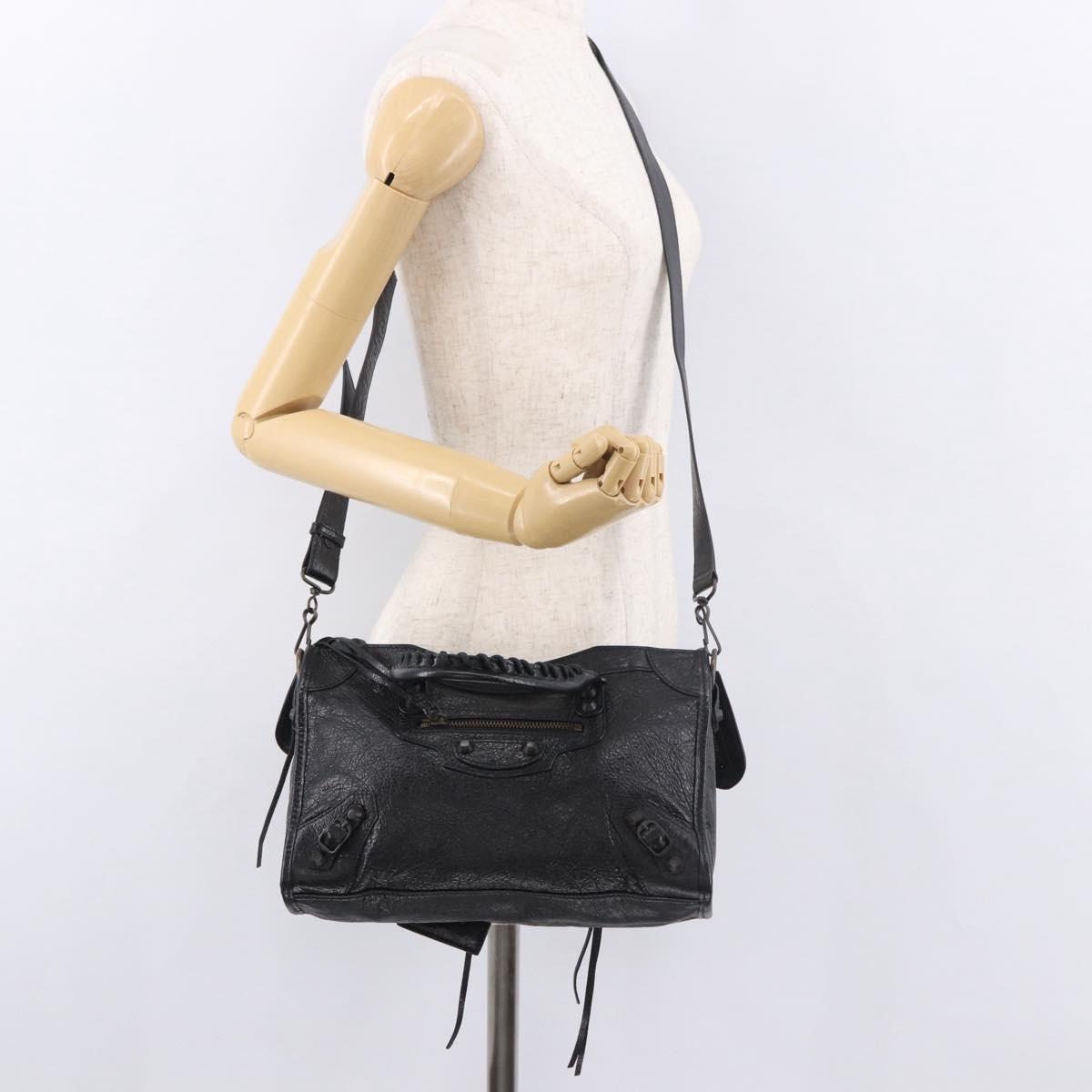 BALENCIAGA Classic Mini City Hand Bag Leather 2way Black 115748 Auth 165295SAM