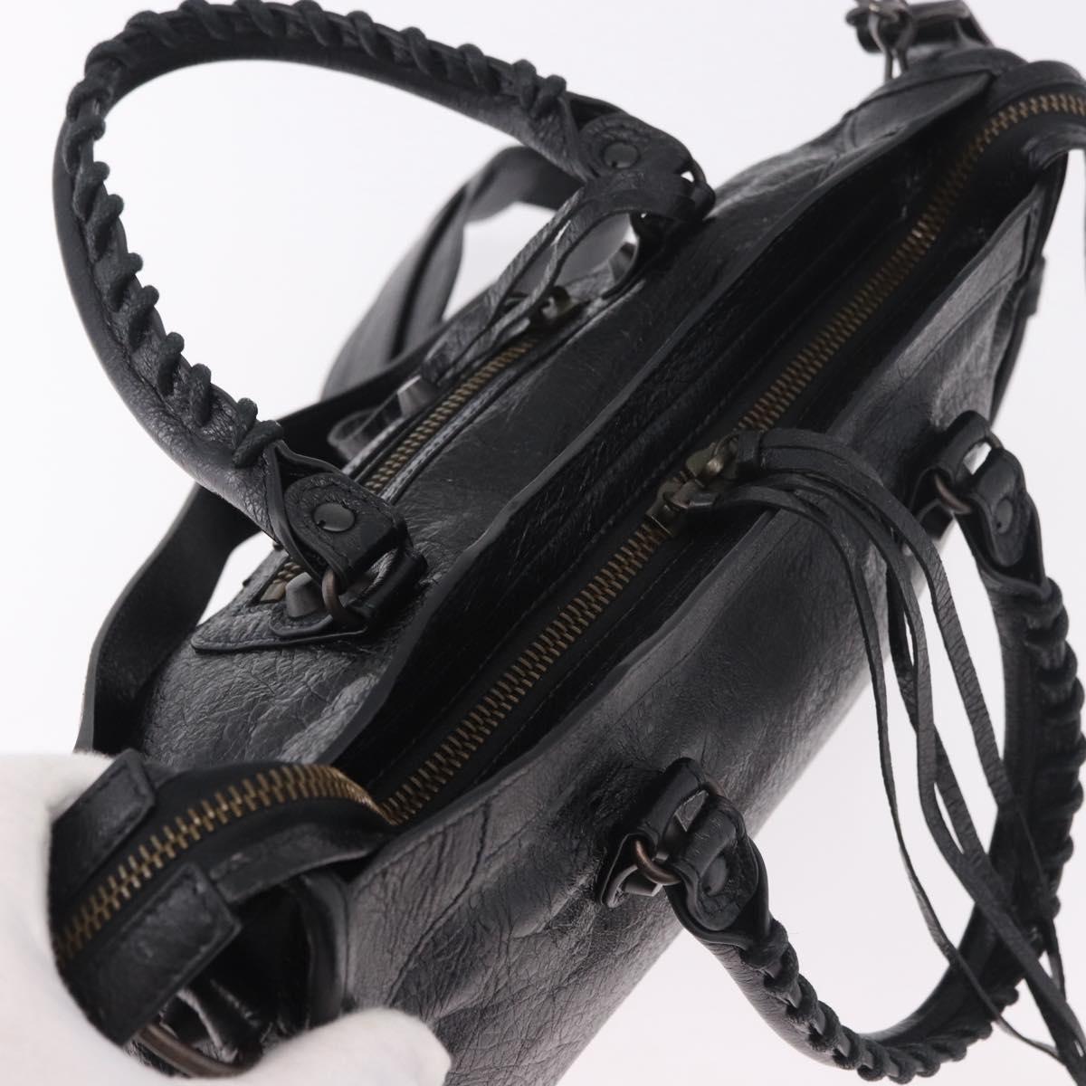 BALENCIAGA Classic Mini City Hand Bag Leather 2way Black 115748 Auth 165295SAM