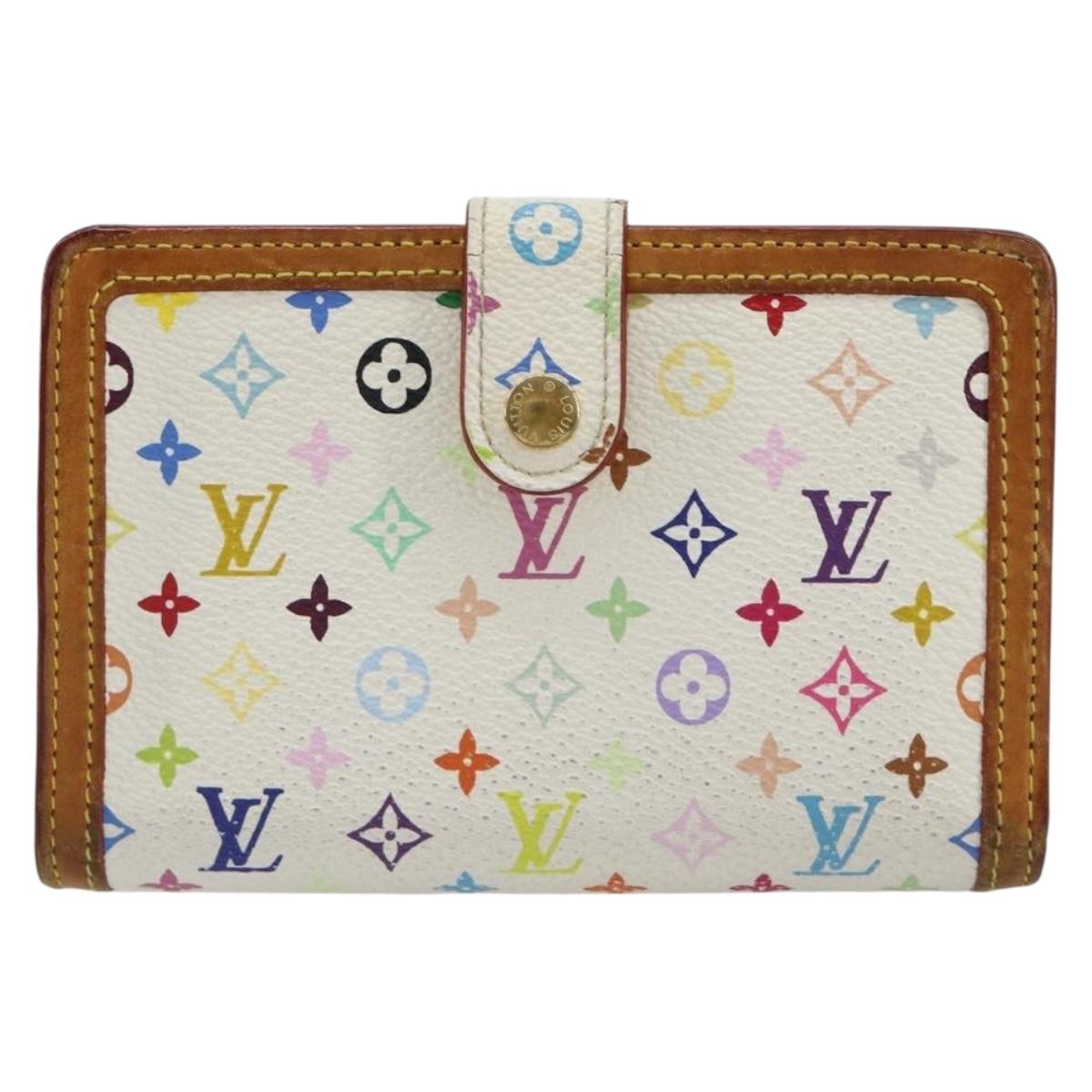 LOUIS VUITTON Multicolor Portefeuille Viennois Wallet White M92987 Auth 165302