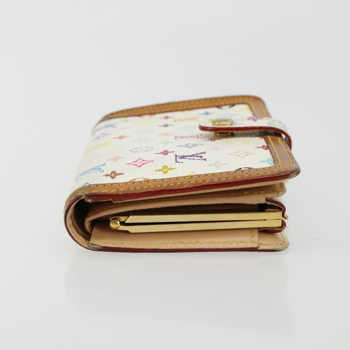 LOUIS VUITTON Multicolor Portefeuille Viennois Wallet White M92987 Auth 165302