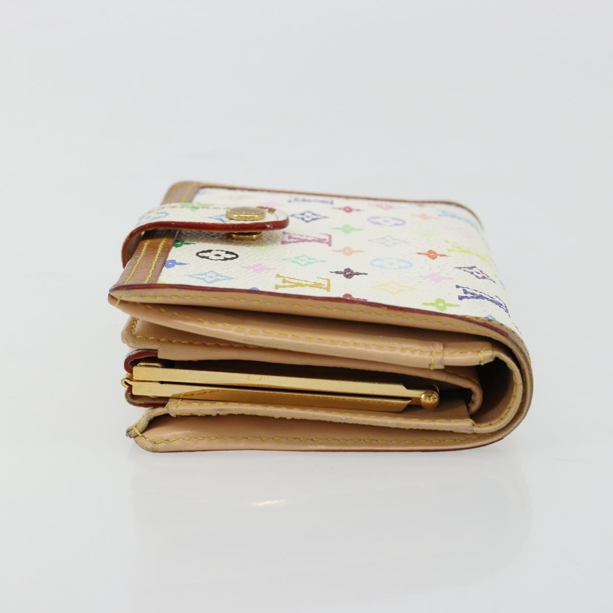LOUIS VUITTON Multicolor Portefeuille Viennois Wallet White M92987 Auth 165302