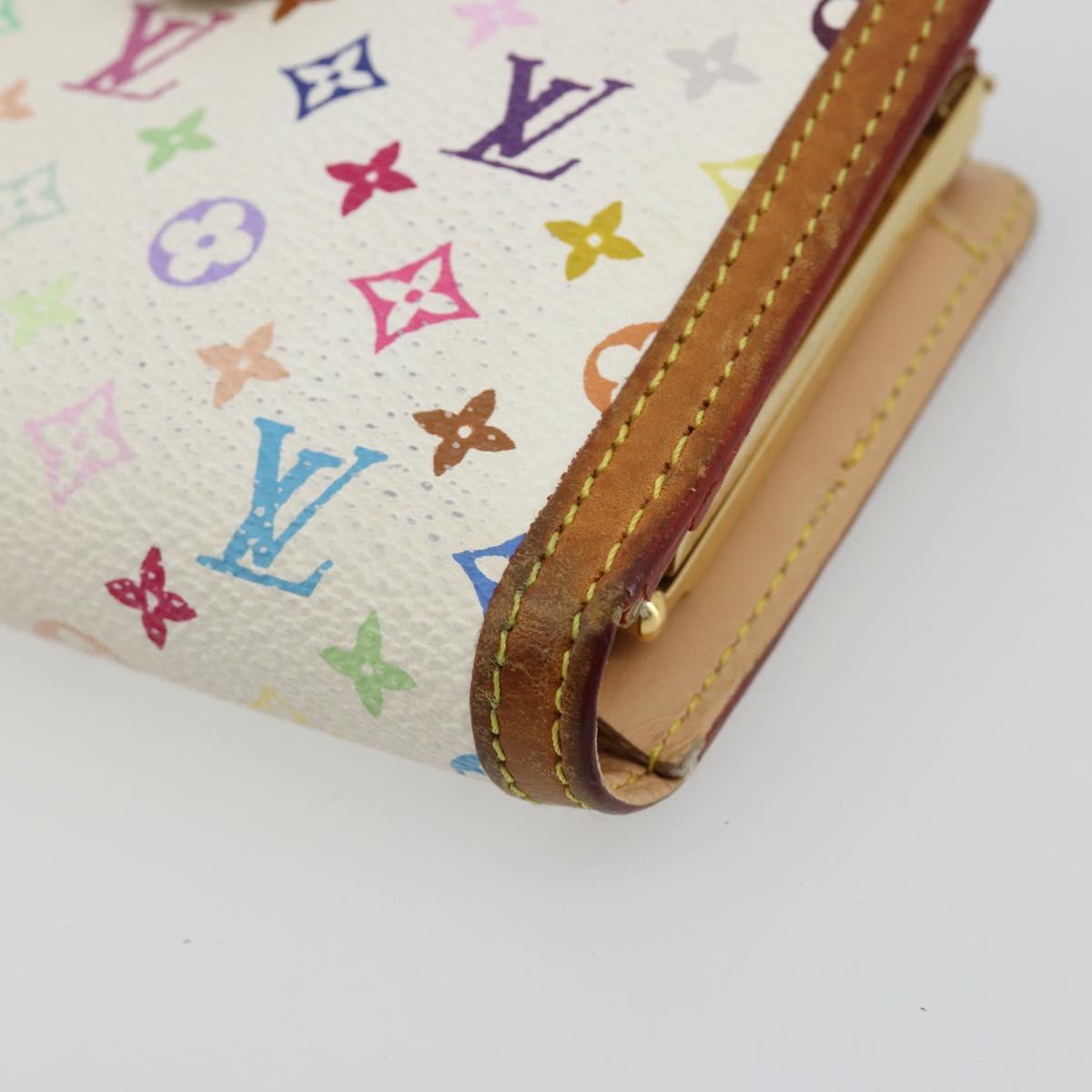 LOUIS VUITTON Multicolor Portefeuille Viennois Wallet White M92987 Auth 165302