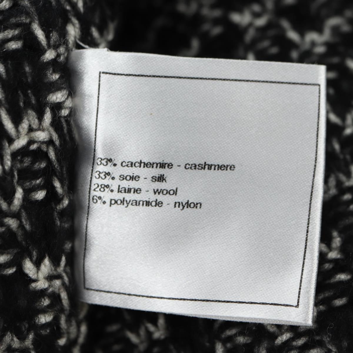 CHANEL Jacket Tweed 40 Black CC Auth 165307V