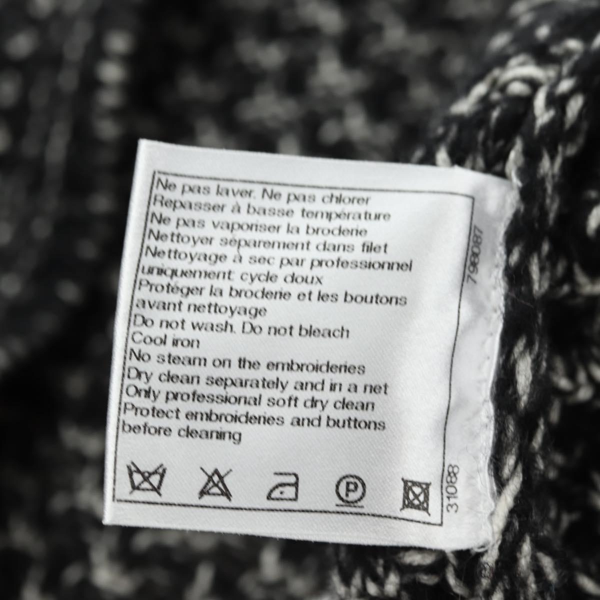 CHANEL Jacket Tweed 40 Black CC Auth 165307V