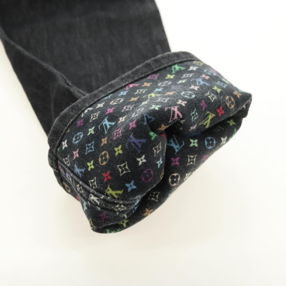 LOUIS VUITTON Pants Denim Black Multicolor LV Auth 165311V