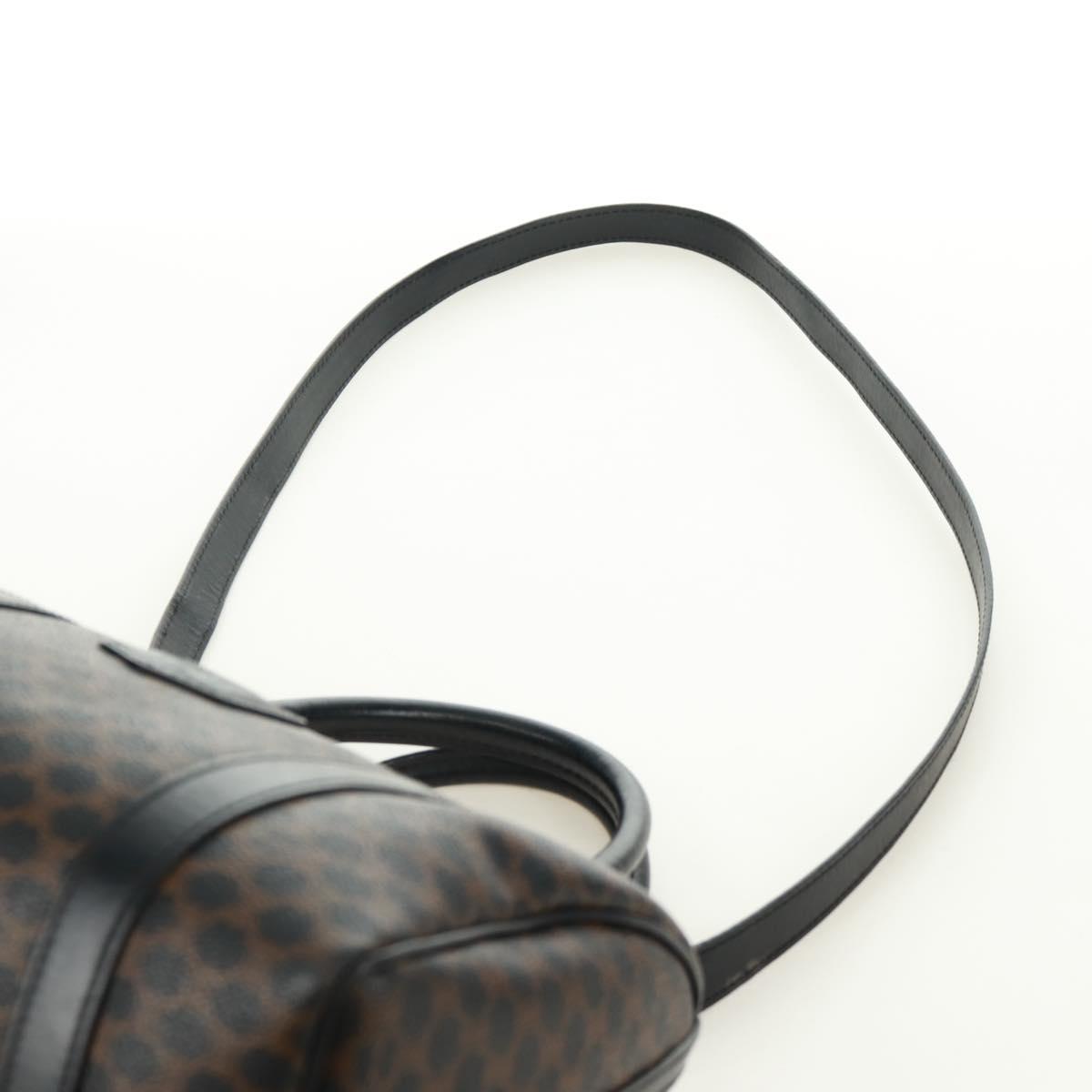 CELINE Macadam Canvas Hand Bag PVC Leather 2way Black Gold Auth 165352A