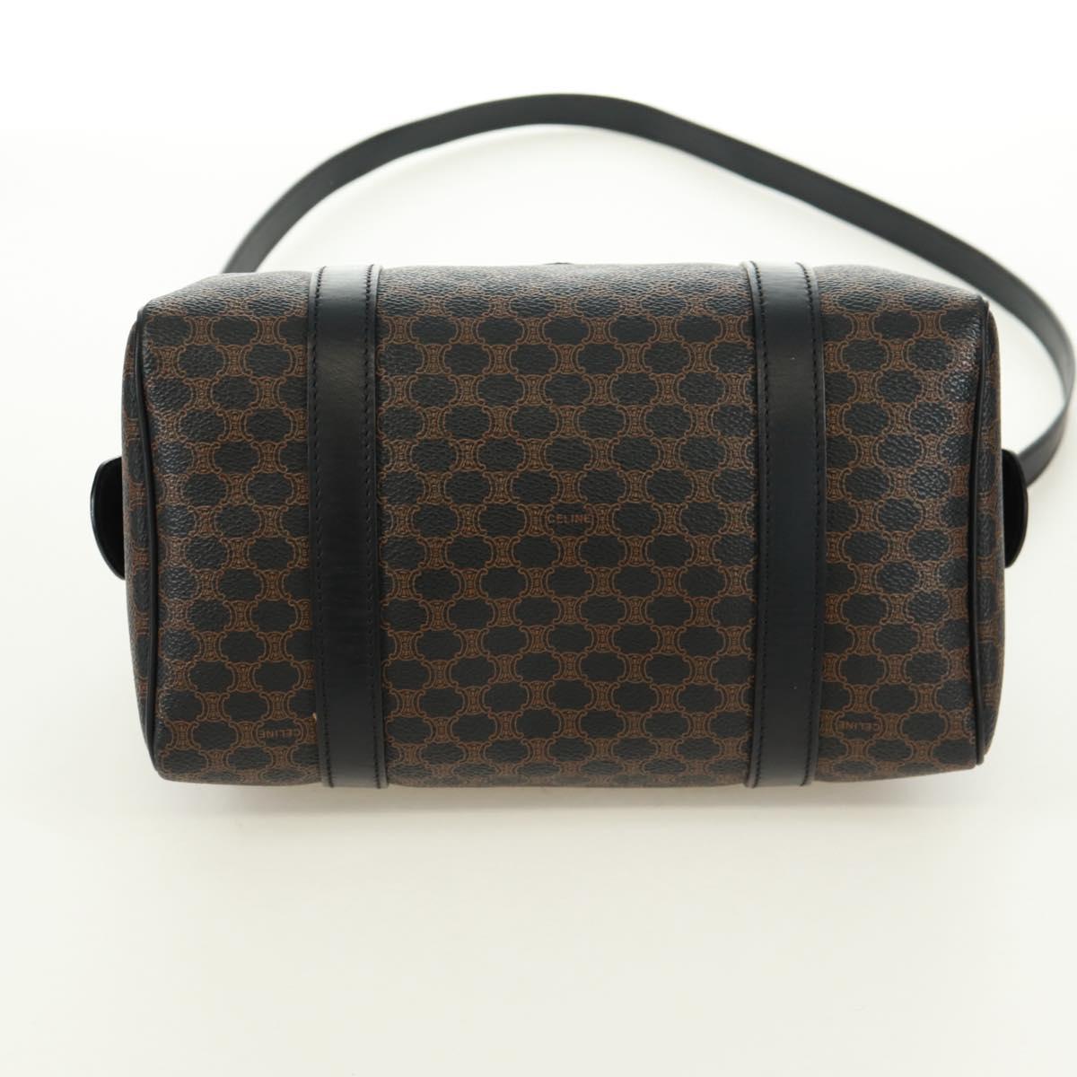 CELINE Macadam Canvas Hand Bag PVC Leather 2way Black Gold Auth 165352A