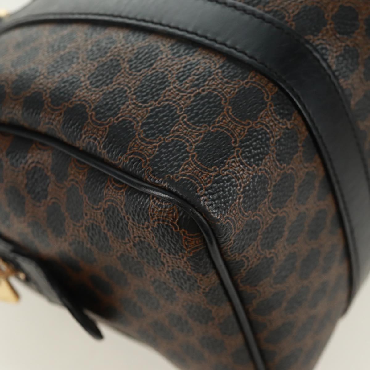 CELINE Macadam Canvas Hand Bag PVC Leather 2way Black Gold Auth 165352A