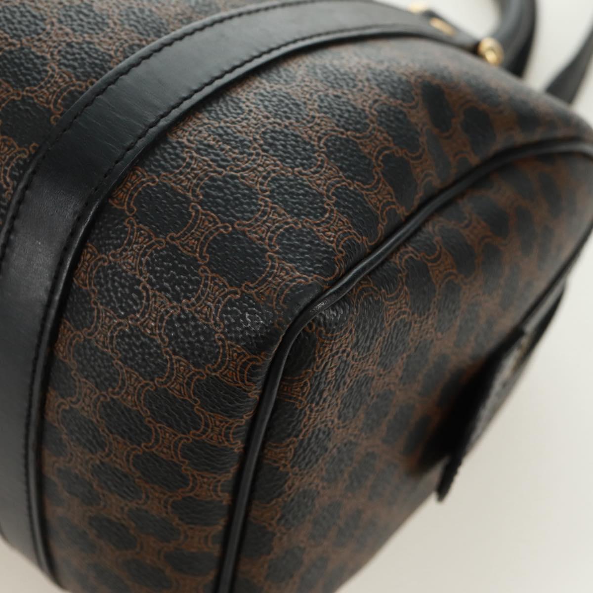 CELINE Macadam Canvas Hand Bag PVC Leather 2way Black Gold Auth 165352A