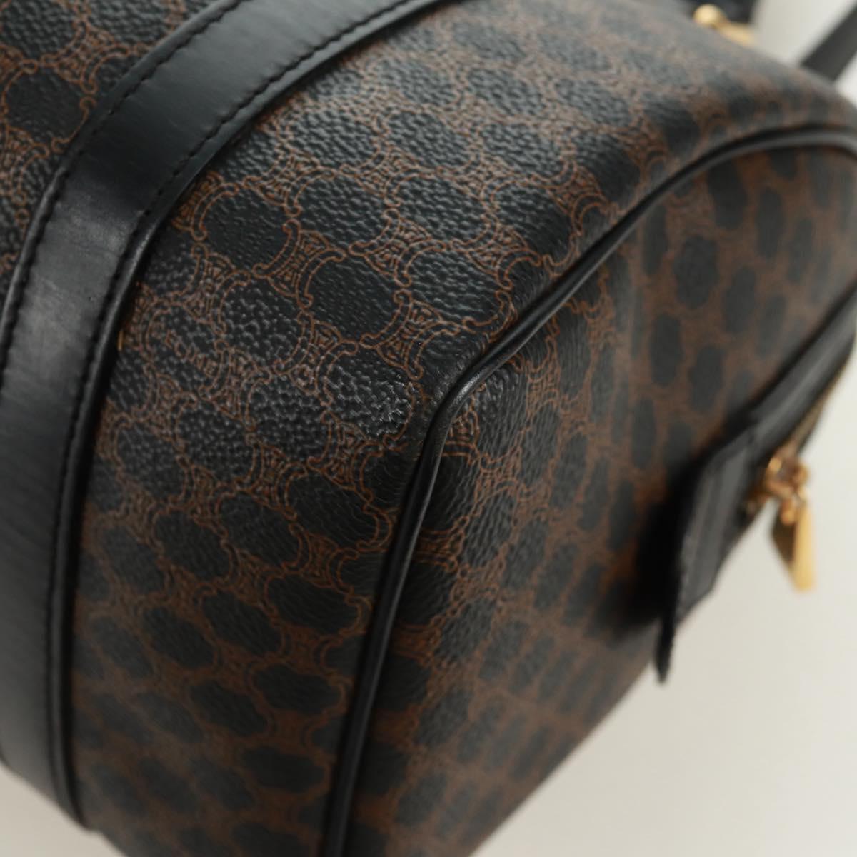 CELINE Macadam Canvas Hand Bag PVC Leather 2way Black Gold Auth 165352A