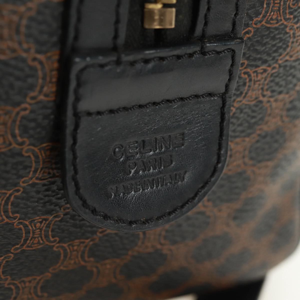 CELINE Macadam Canvas Hand Bag PVC Leather 2way Black Gold Auth 165352A