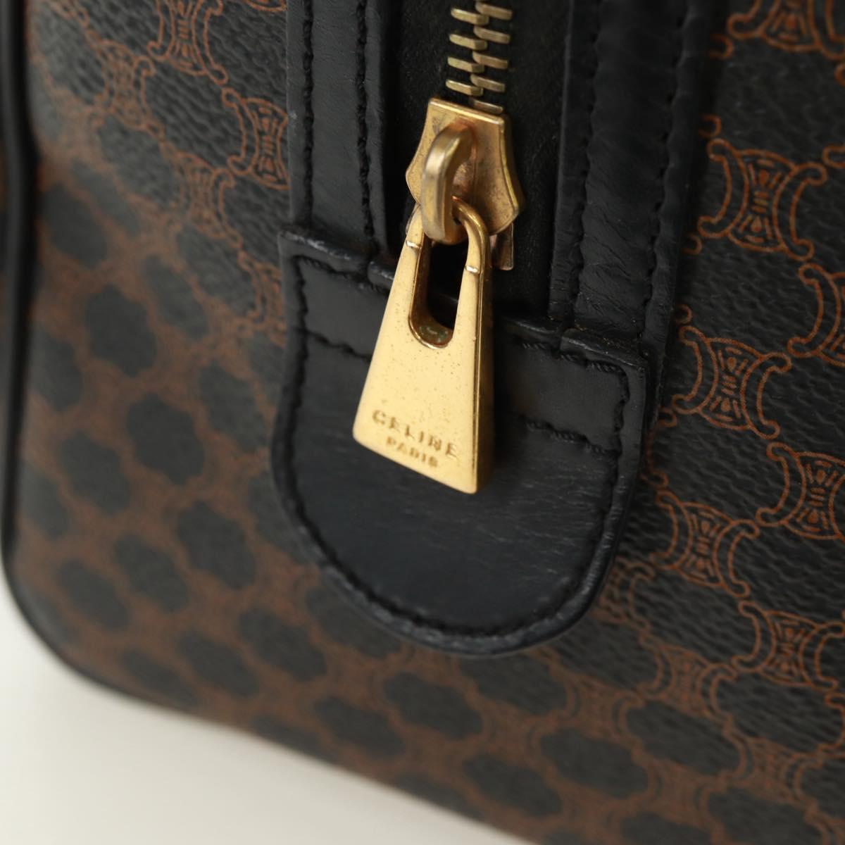 CELINE Macadam Canvas Hand Bag PVC Leather 2way Black Gold Auth 165352A