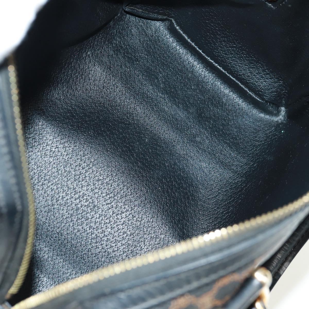 CELINE Macadam Canvas Hand Bag PVC Leather 2way Black Gold Auth 165352A