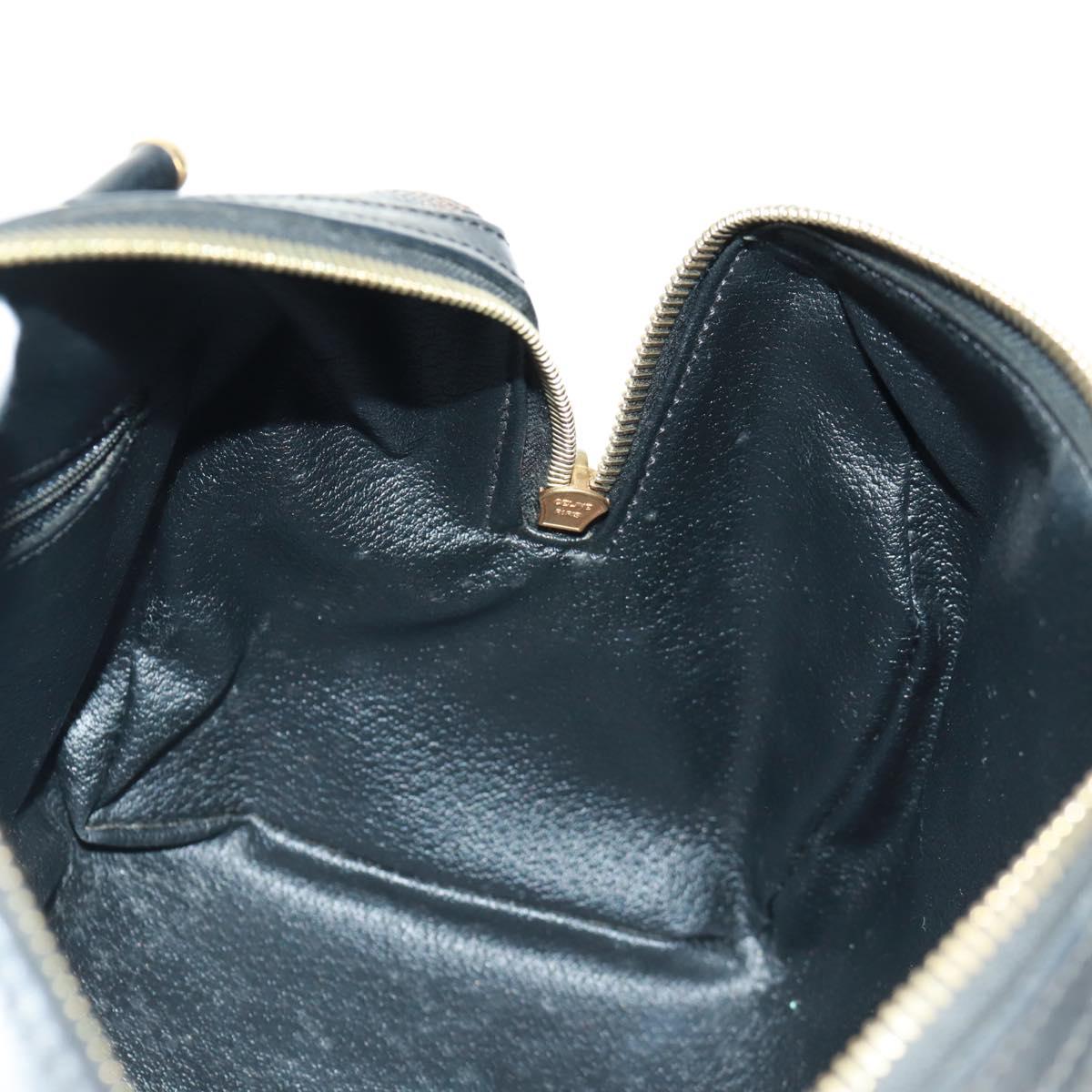 CELINE Macadam Canvas Hand Bag PVC Leather 2way Black Gold Auth 165352A