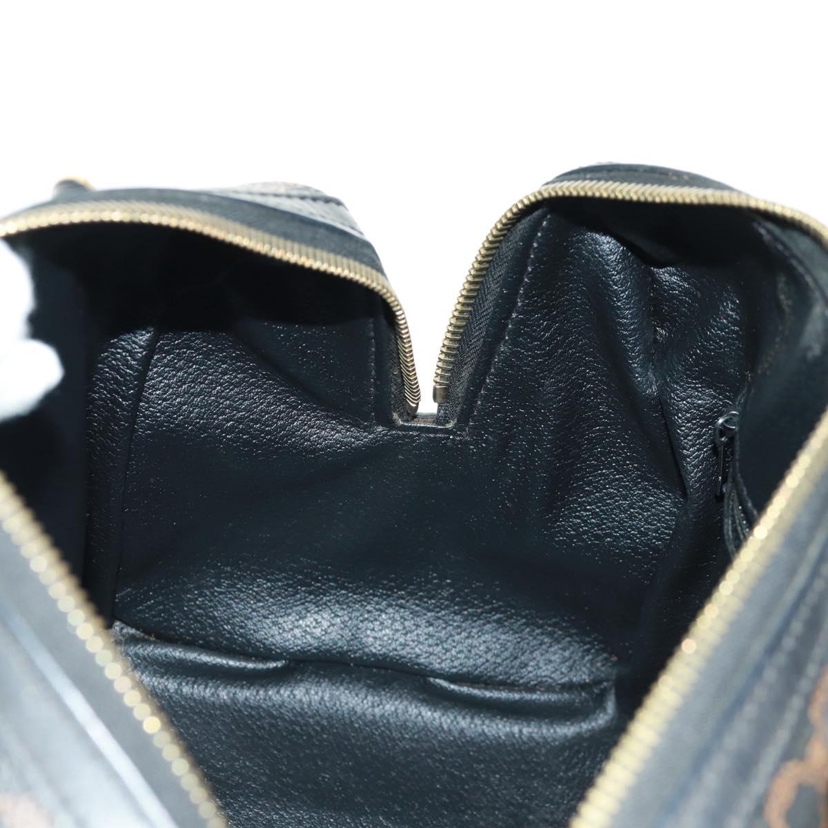 CELINE Macadam Canvas Hand Bag PVC Leather 2way Black Gold Auth 165352A