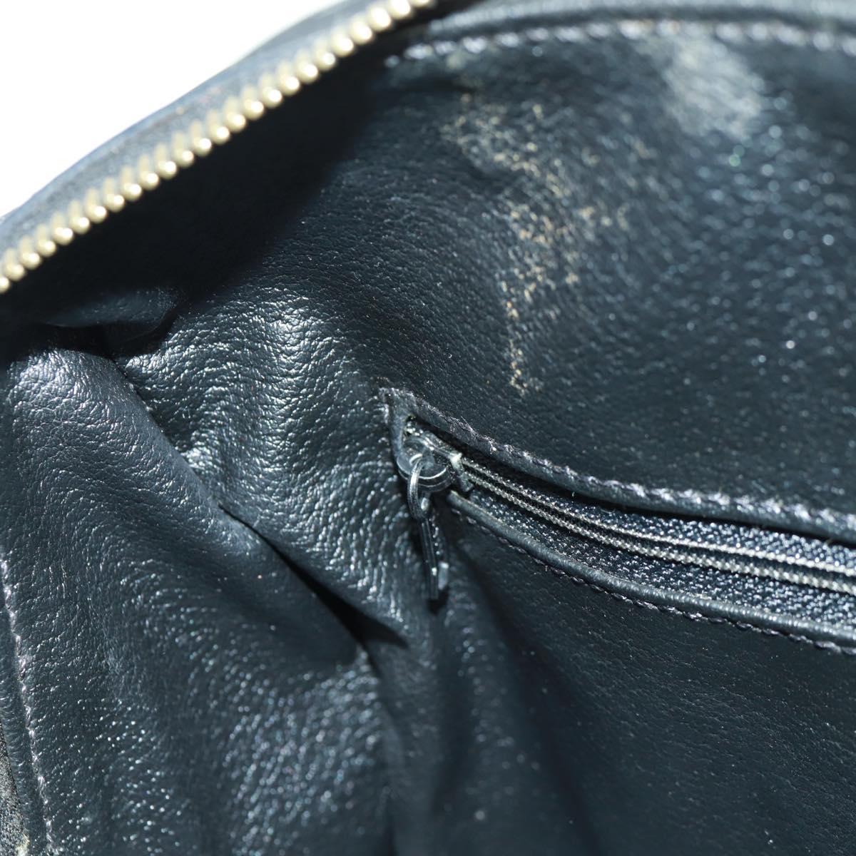 CELINE Macadam Canvas Hand Bag PVC Leather 2way Black Gold Auth 165352A