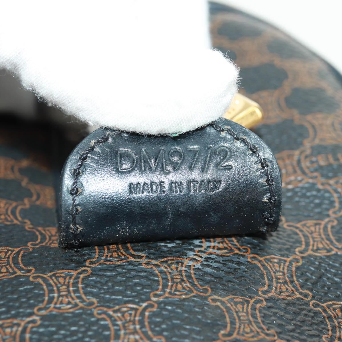 CELINE Macadam Canvas Hand Bag PVC Leather 2way Black Gold Auth 165352A