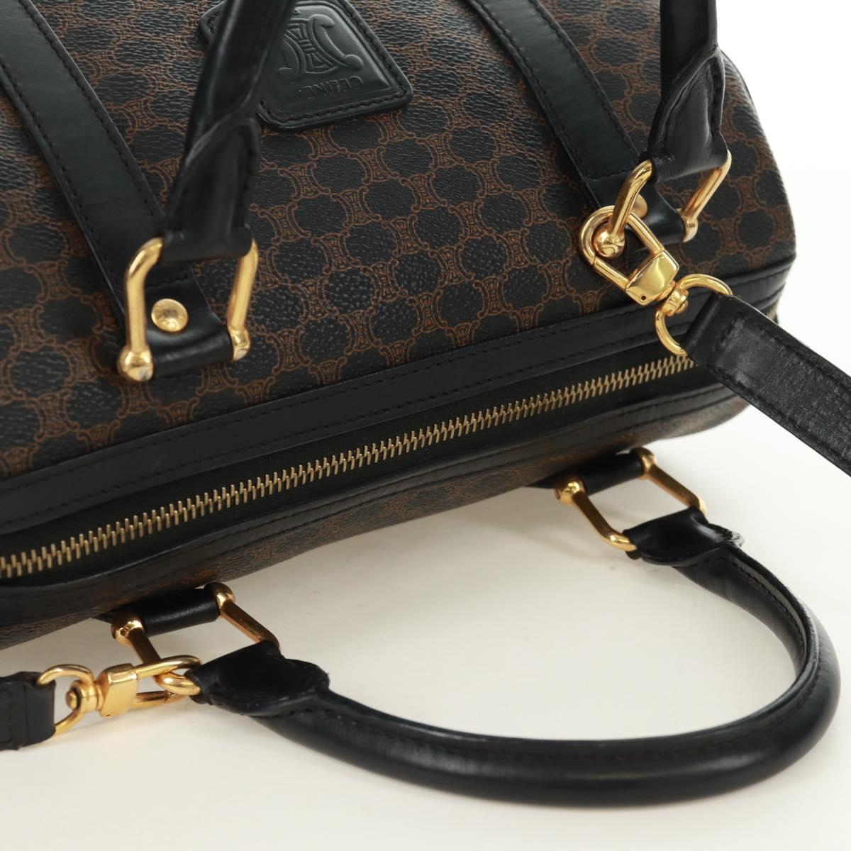 CELINE Macadam Canvas Hand Bag PVC Leather 2way Black Gold Auth 165352A