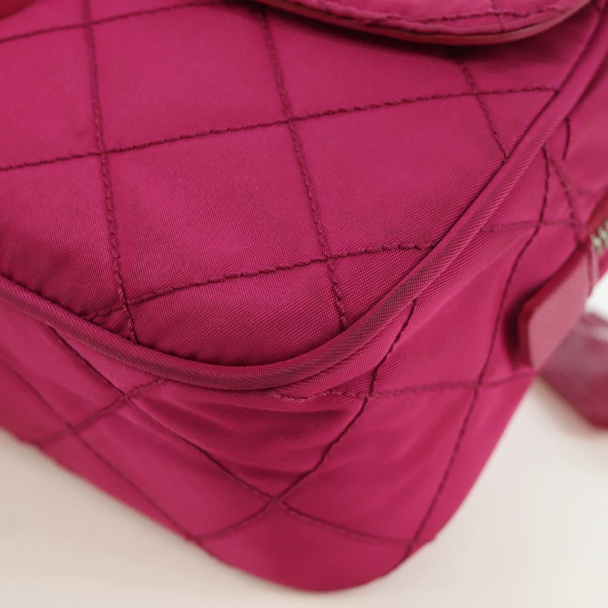 PRADA Chain Shoulder Bag Nylon Pink Silver Auth 165354V