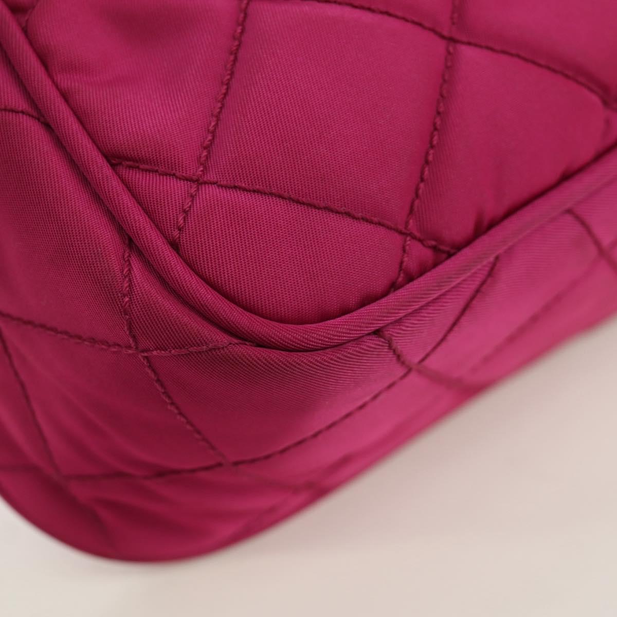 PRADA Chain Shoulder Bag Nylon Pink Silver Auth 165354V