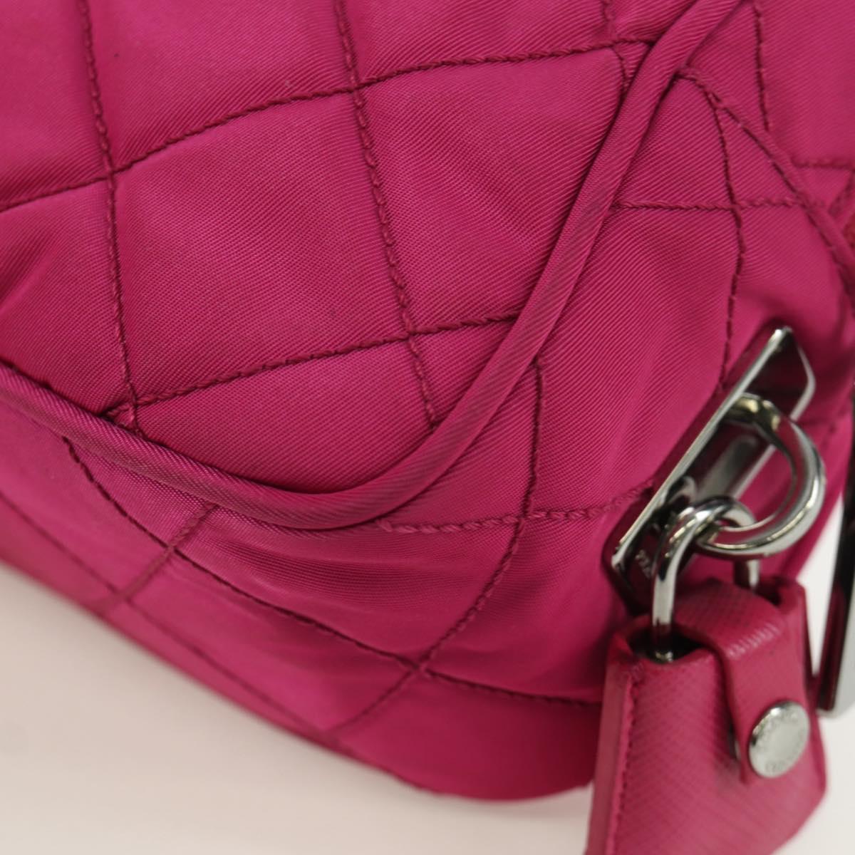 PRADA Chain Shoulder Bag Nylon Pink Silver Auth 165354V
