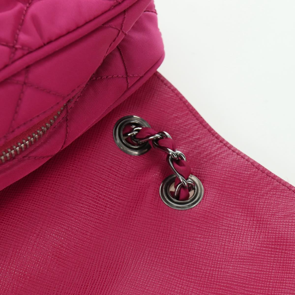 PRADA Chain Shoulder Bag Nylon Pink Silver Auth 165354V