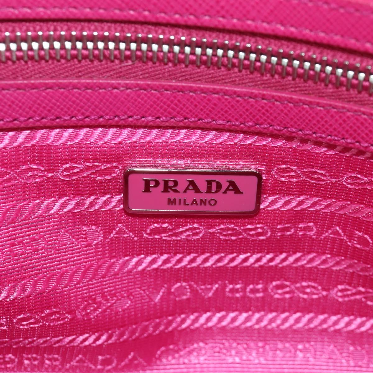PRADA Chain Shoulder Bag Nylon Pink Silver Auth 165354V