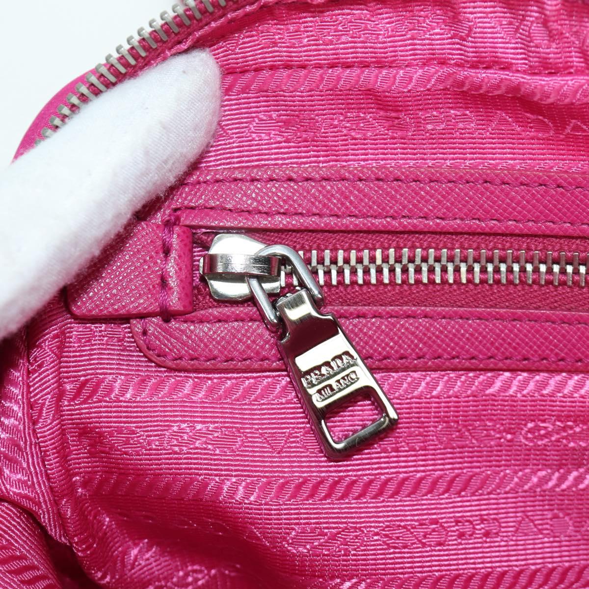 PRADA Chain Shoulder Bag Nylon Pink Silver Auth 165354V