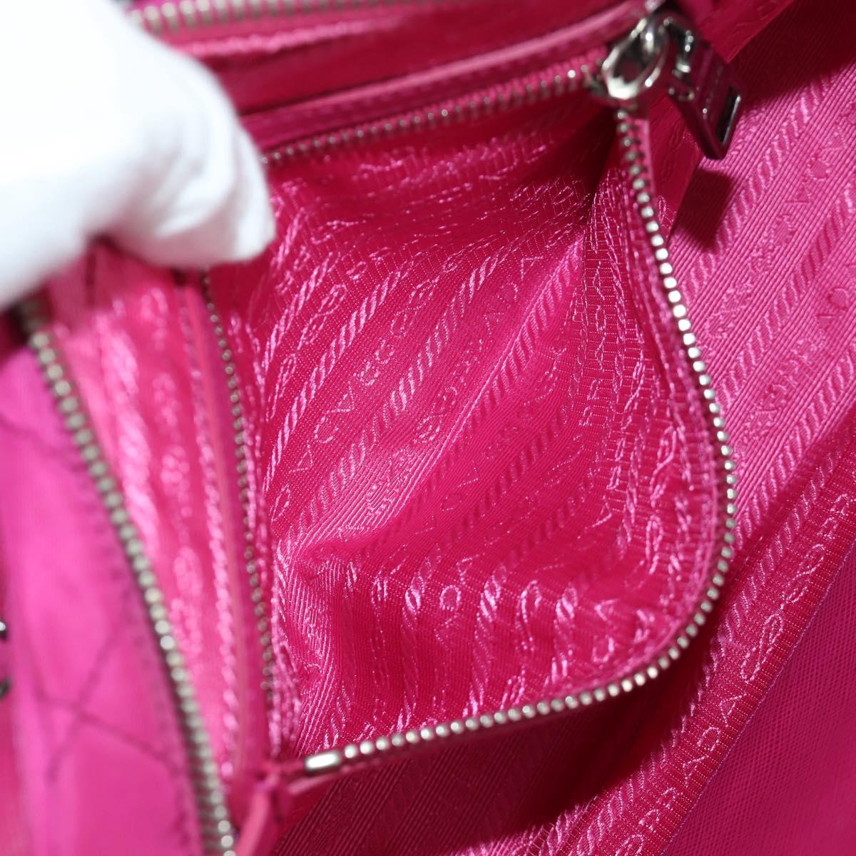 PRADA Chain Shoulder Bag Nylon Pink Silver Auth 165354V